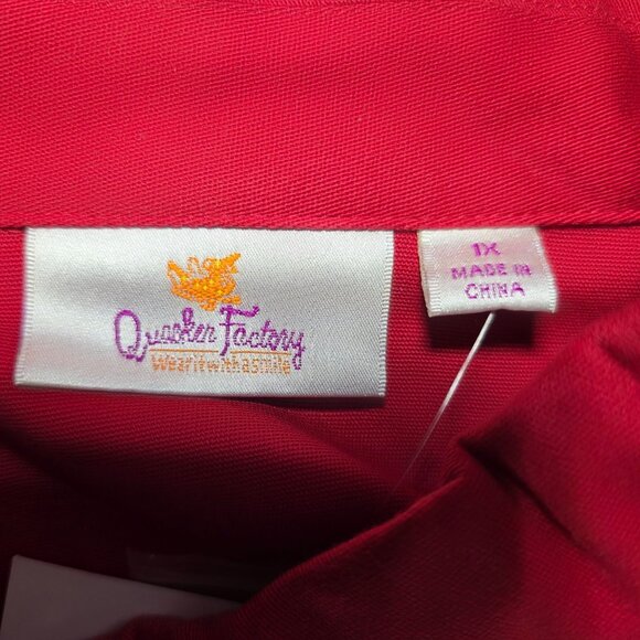 Quacker Factory Womens Red Sleeveless Button-Up Vest 1X western cowgirl country - Picture 3 of 10